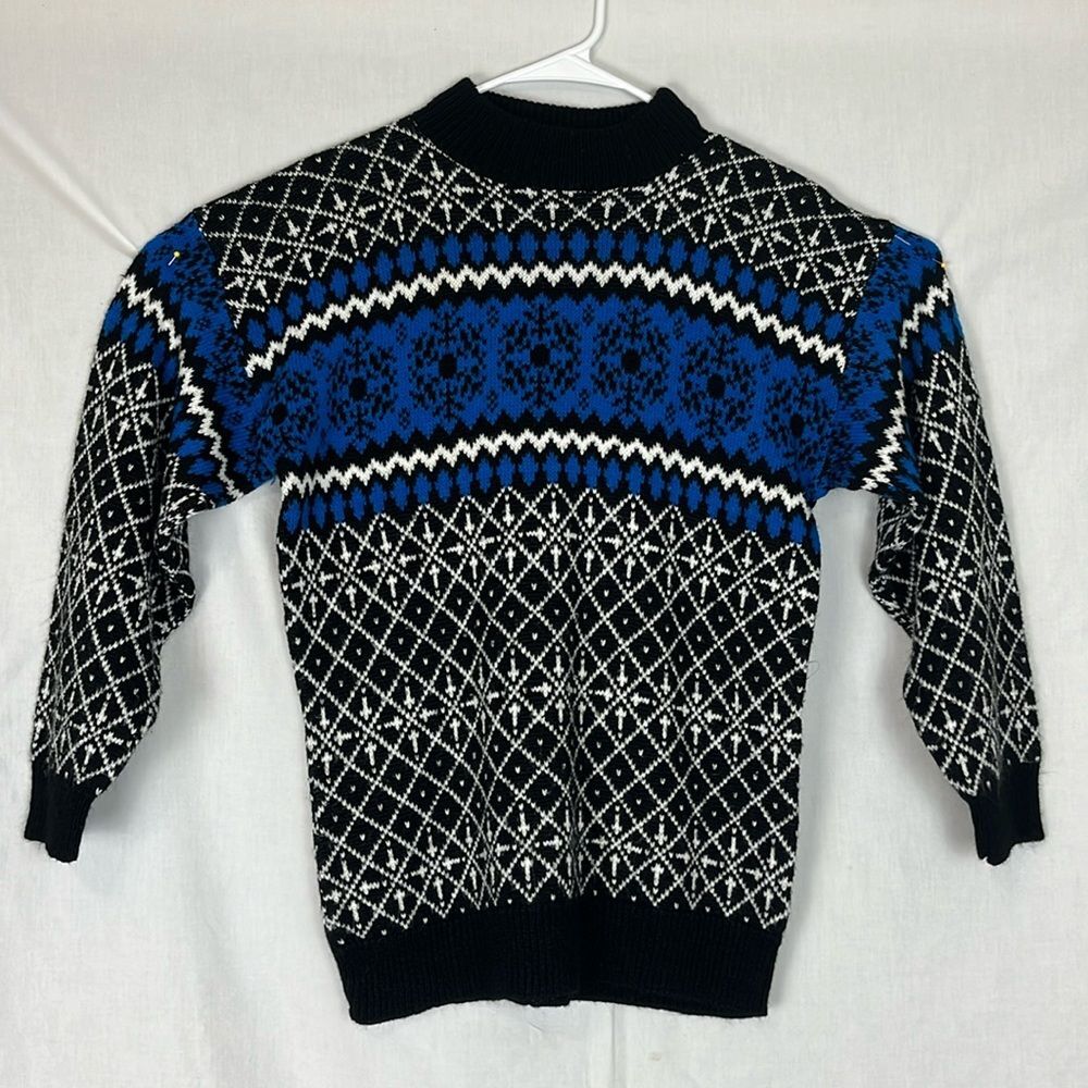 Vintage Blue & Black American Pride Snowflake Sweater